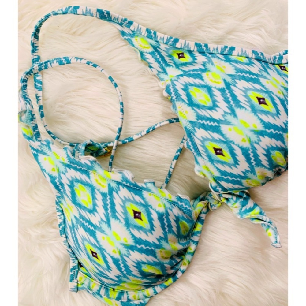 VS Bold Green & Blue Print Push-up Bikini✨